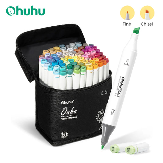 Ohuhu Oahu Marker Pen Alcohol Art Markers Color Marker Set Dual Tips Felt Pen Sketching Drawing Graffiti Manga School Supplies