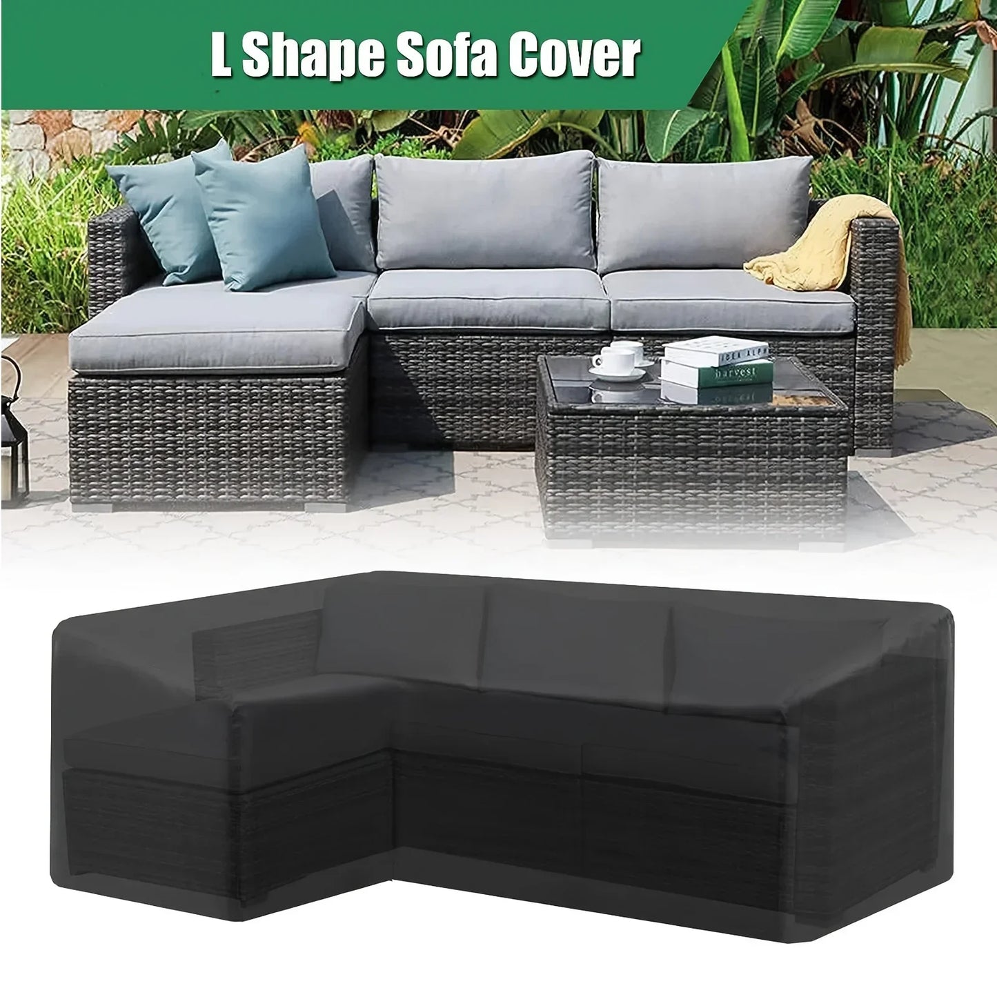 V-shaped Outdoor Furniture Cover Anti-UV Windproof Sofa Protective Cover Polyester Waterproof Outdoor Sofa Cover