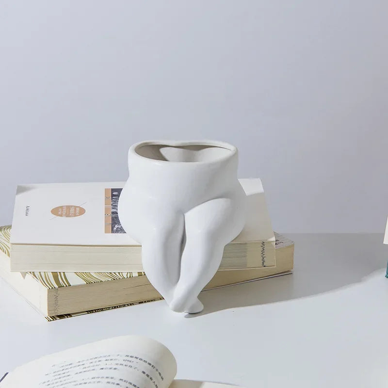 Ceramic Leg Vase Decorative Body Art Flower Pots Hydroponic Vase  Flower Planting Succulent Plants Vase Living Room Decoratio