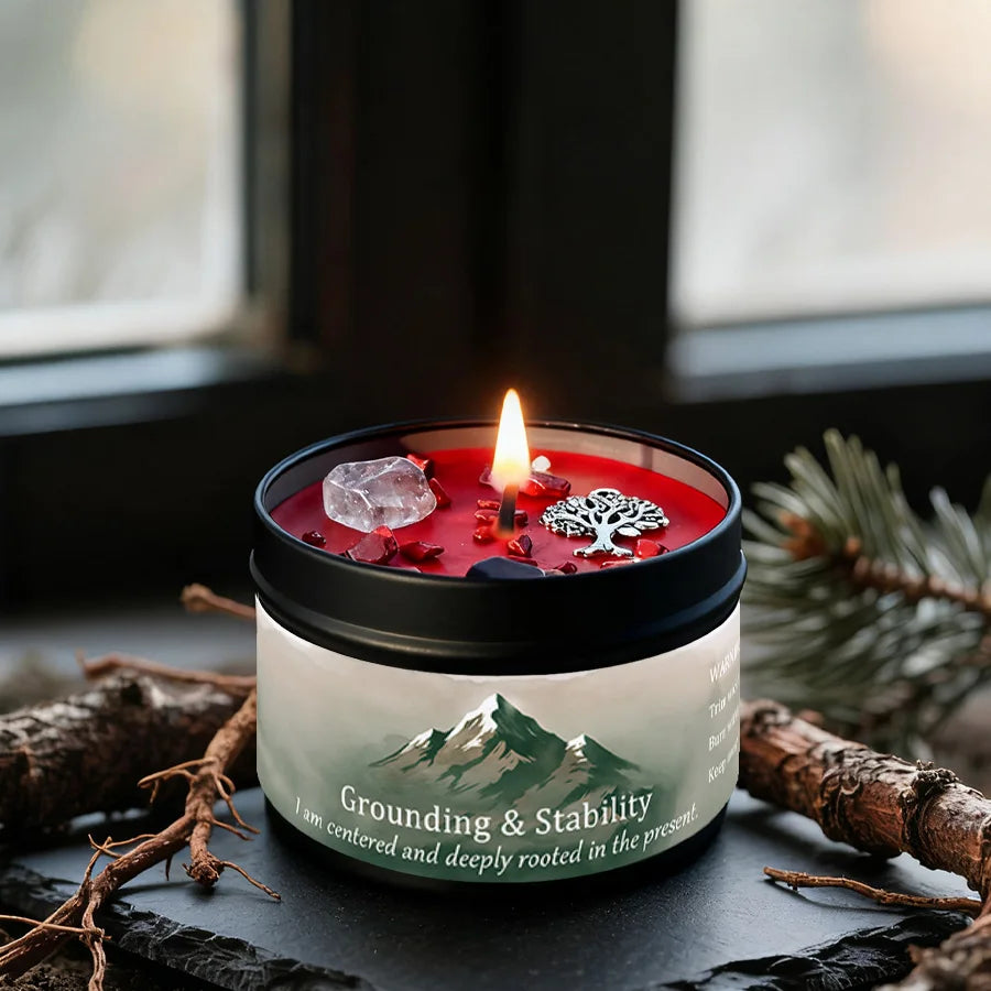 Scented Candles-3oz,Lavender&Chamomile Aroma with Healing Crystals, Great for Holiday Gifting Christmas/Halloween & Home Decor