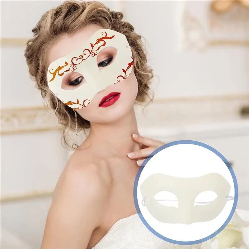 12/20/24 Pcs Halloween Mask DIY Paintable Blank Mask Paper Art Masks DIY Painting Masks For Masquerade Cosplay Party