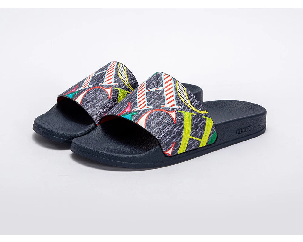 Fashionable Classic Simplicity Women's New 2024 Slippers PVC Material Letter Printing Outdoor Casual Flat Bottom Slippers