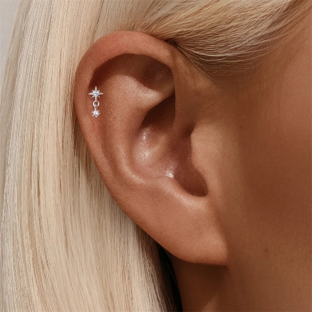 AIDE Certified Moissanite Earrings 925 Sterling Silver Piercing Woman Jewelry Water drops stars moon tassels flowers leaves Gift