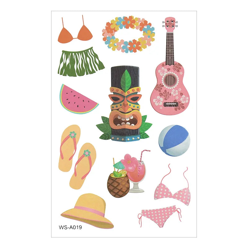 Hawaiian Party Aloha Temporary Tattoo Sticker Waterproof