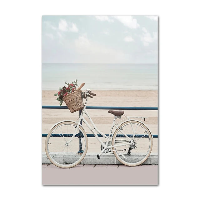 Beach Sea Ocean Canvas Wall Art Poster Bridge Leaves Turtle Seagull Print Painting Vibrant Summer Picture Nordic Home Decoration