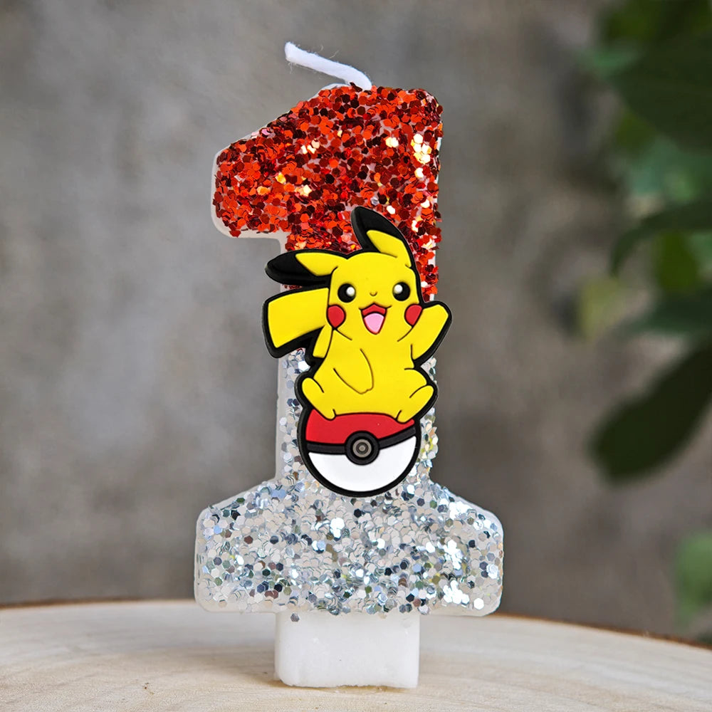 Pokemon Candle Number 0-9 Soccer Candle Pikachu Cake Decoration Boy Birthday Party for Kids Baby Shower Decor Gift