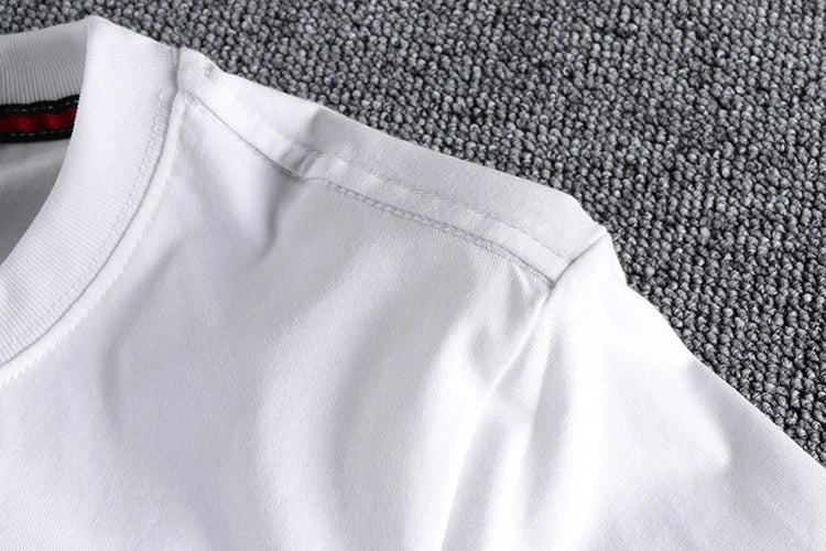 883# 2024 Summer New Japanese Retro Short Sleeve O-neck 3D Letter Printed T-shirt Men's Fashion 100% Cotton Washed Casual Tops