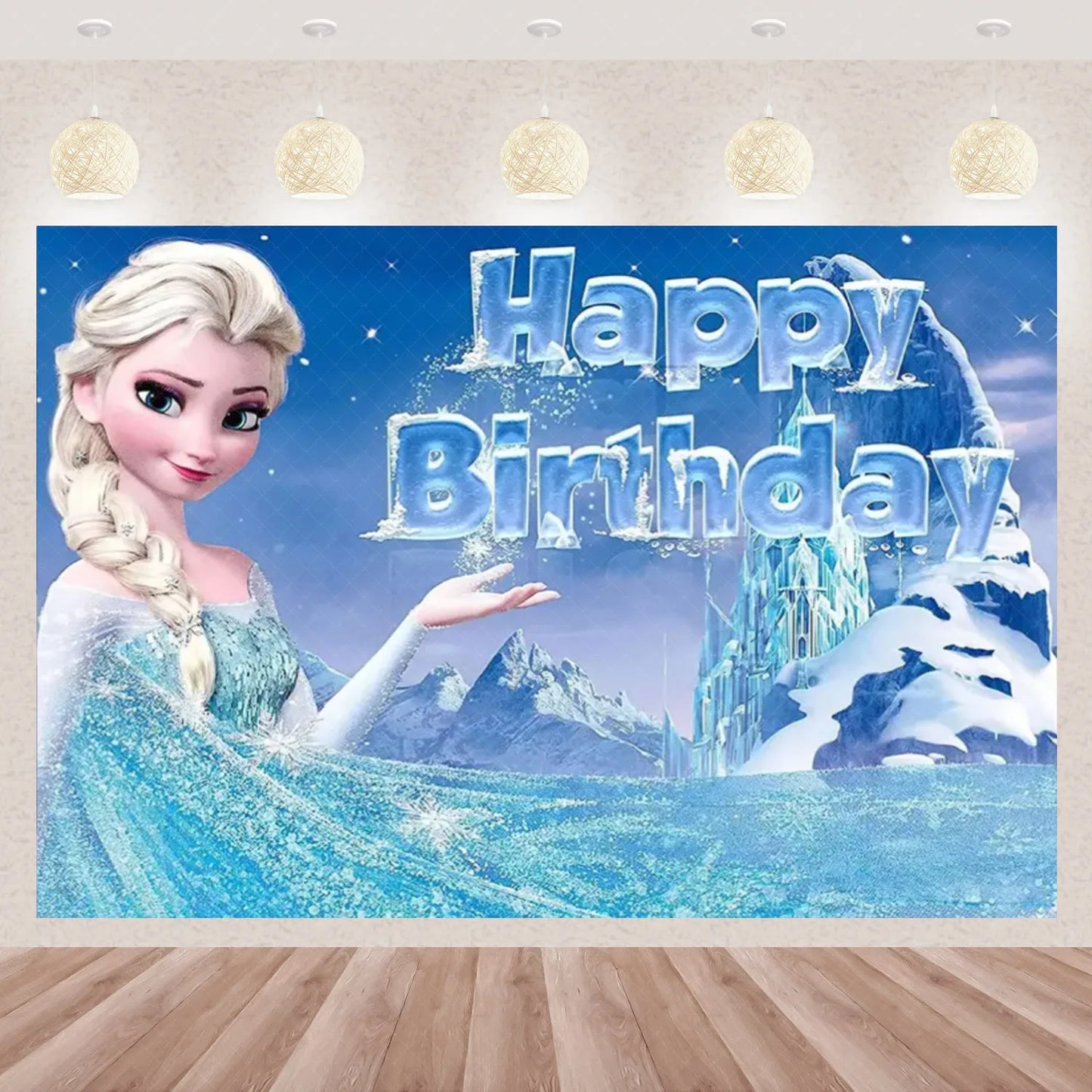 Frozen Elsa Anna Princess Theme Backdrop Frozen Birthday Party Decoration Baby Shower Supplies Background Photo Prop Girl Gift