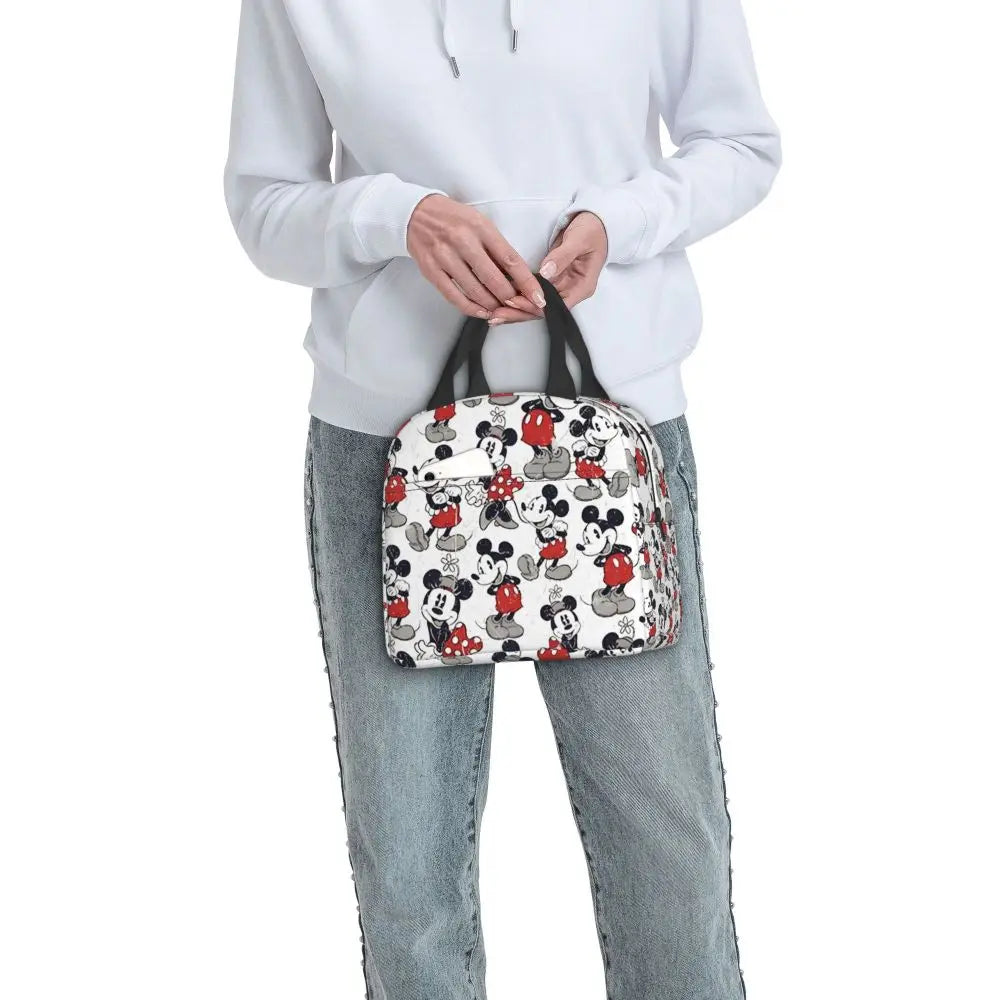Custom Mickey Pink Minnie Mouse Lunch Bag Women Creative Design Cooler Warm Insulated Lunch Box for Kids School