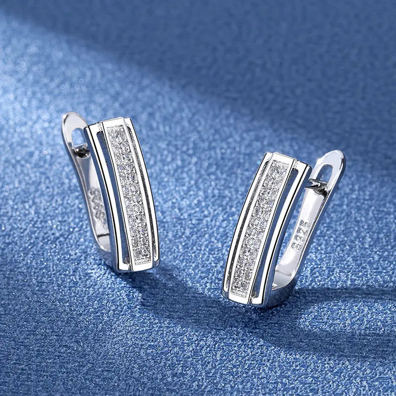 925 Sterling Silver Earrings Jewelry High Quality Retro Simple Pattern Purple White Zircon Earrings Hot Sale