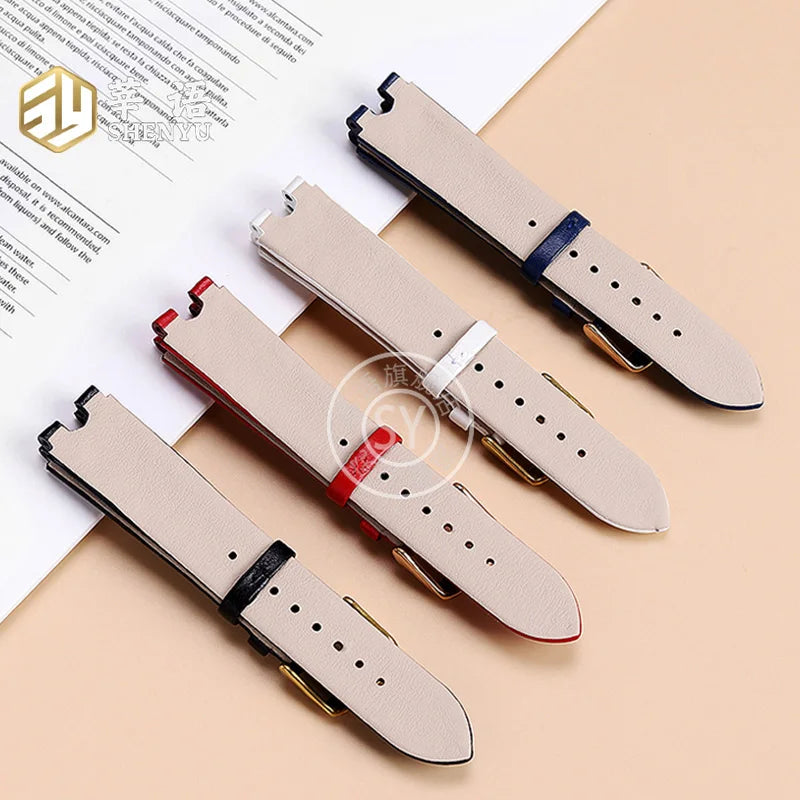 Shenyu Watchband with u-shaped interface For VERSACE Vanitas micro Leather strap Replace watch bracelet female Watch Accessories