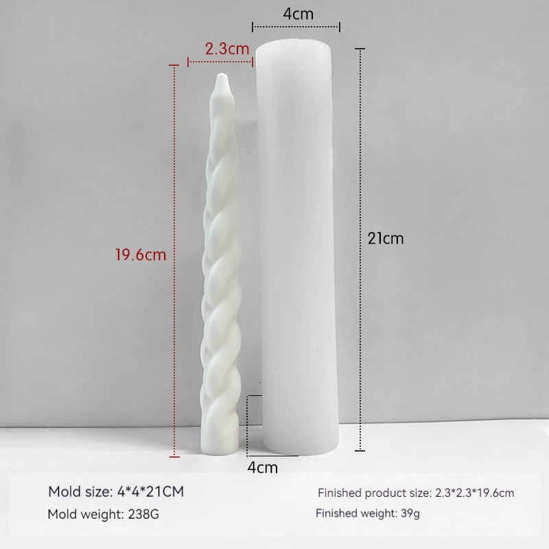 3D Candle Silicone Molds DIY Long Twisted Spiral Taper Candle Making Mold Tools Moldes De Silicona Para Velas форма для свечей