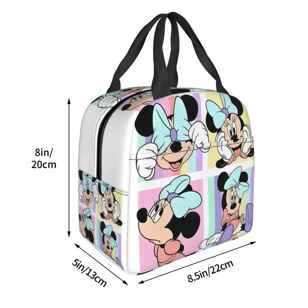 Custom Mickey Pink Minnie Mouse Lunch Bag Women Creative Design Cooler Warm Insulated Lunch Box for Kids School