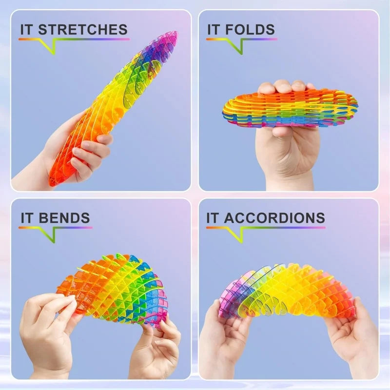 Fidget Worm Toy Flexible 3D Sensory Slug Figgy Toy for Kids Adults Anxiety Relief, Focus - For Play, School, Work Gifts