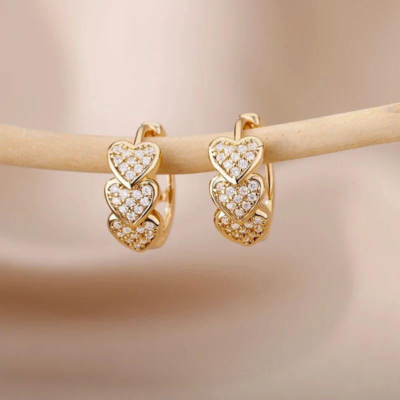 Simple Heart Drop Earrings For Women Stainless Steel Brand Fashion Ear Cuff Piercing Dangle Earring Jewelry Gifts Bijoux Femme