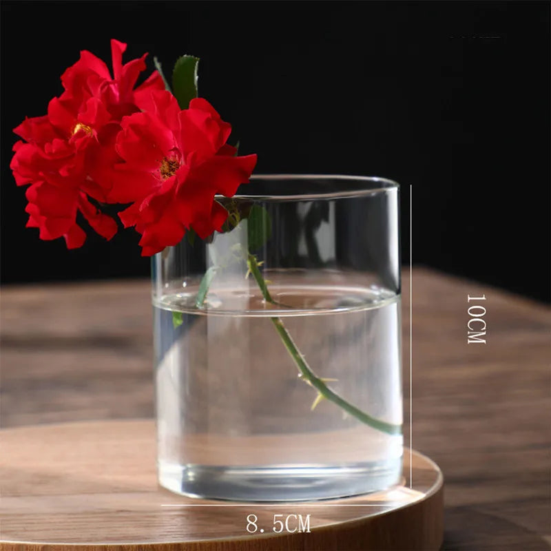 Glass Cylinder Vases Glass Hydroponic Vase Transparent Glass Vase Candle Holders Clear Flower Vase for Tables Wedding Decor
