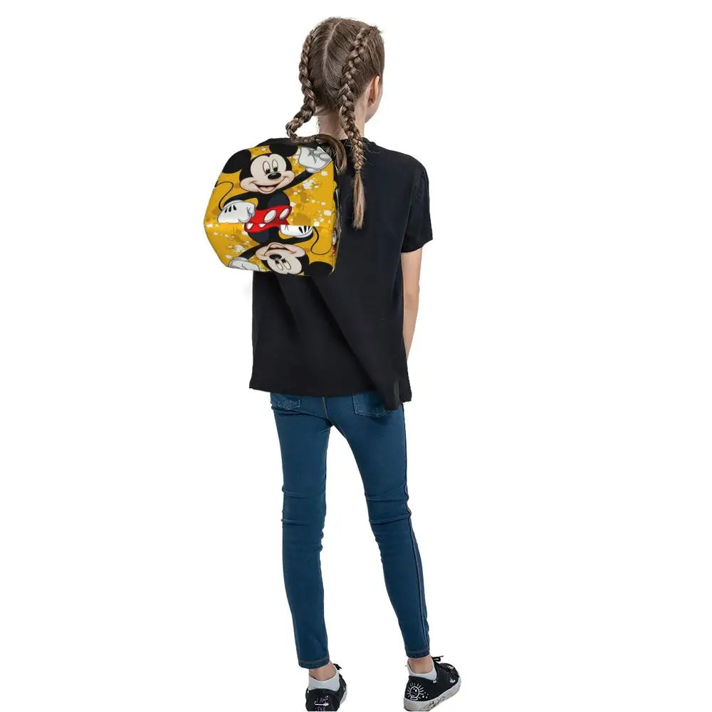 Custom Mickey Pink Minnie Mouse Lunch Bag Women Creative Design Cooler Warm Insulated Lunch Box for Kids School