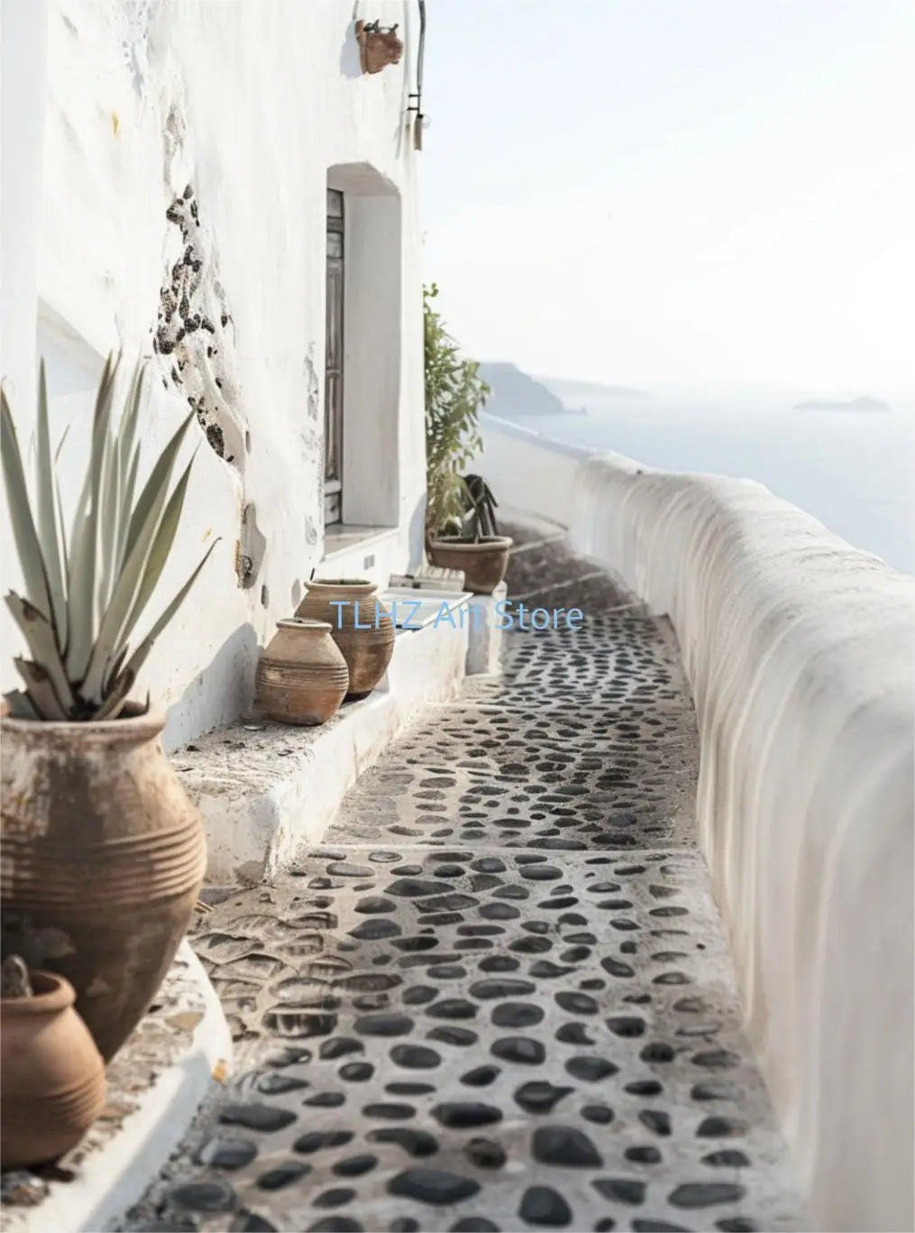 Modern Greece Summer Coast Santorini Travel Landscape Posters and Prints Canvas Printing Wall Art Picture for Living Room Decor