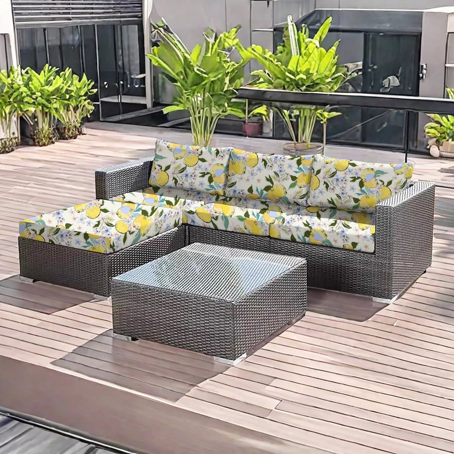 Printed Sofa Cushion Cover Outdoor Garden Villa Patio Sun Protection Weather Resistant Leisure Seat Cover Courtyard Furniture