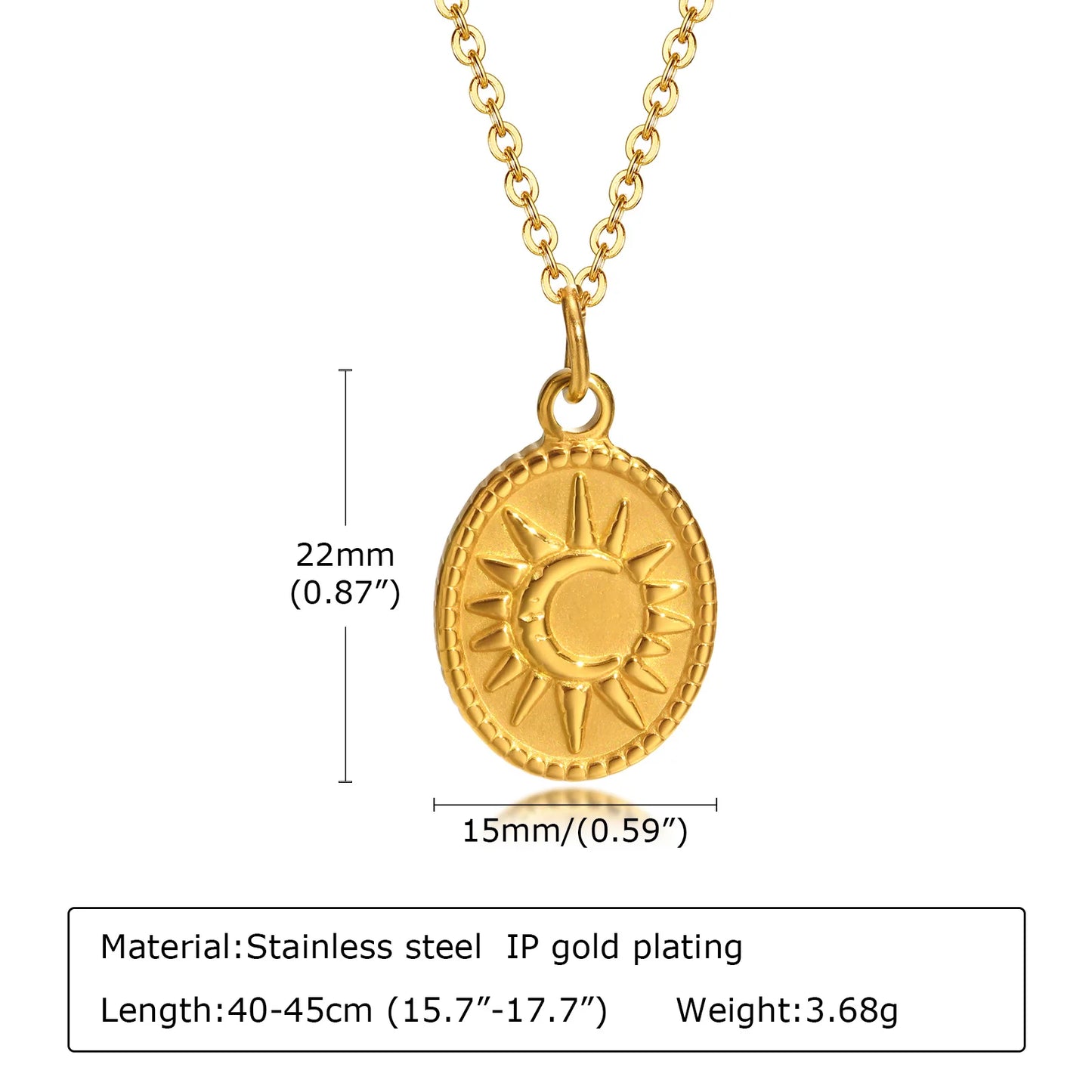 Stainless Steel Spiral Sun Flower Pendant Necklace for Women 18K Gold Plated Stackable Boho Necklace Waterproof Fashion Jewelry