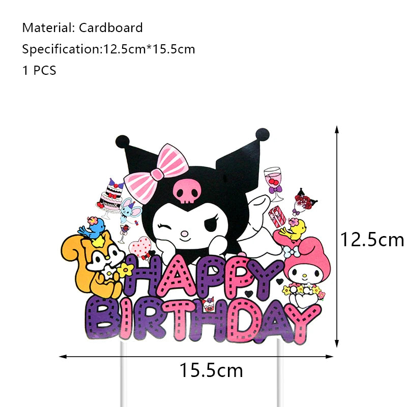 Kuromi Birthday Party Decoration Backdrop Disposable Tableware For Kids Event Supplies Latex Foil Balloons Banner