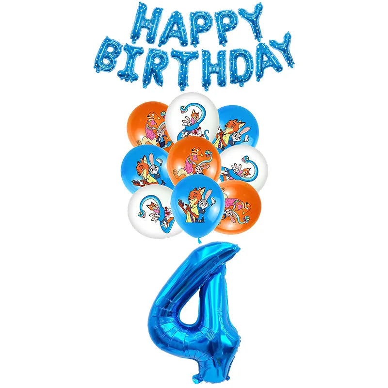 Disney Zootopia Birthday Party Decorations Supplies Judy Nick Tableware Tablecloth Balloon Zootropolis‌ Happy Birthday Plate Kit