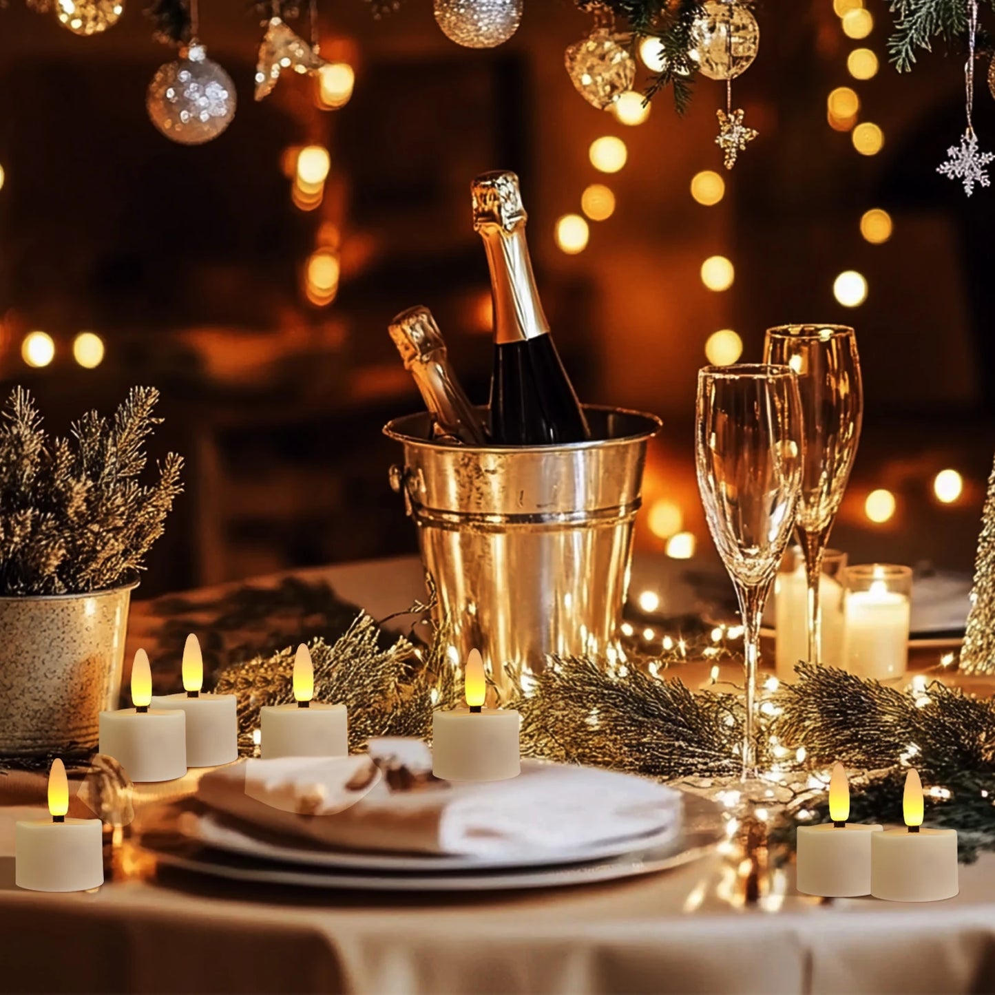 Rechargeable Flameless Tea Lights with Remote LED Tealights Battery Operated Realistic Flickering for Home Holiday Wedding Table