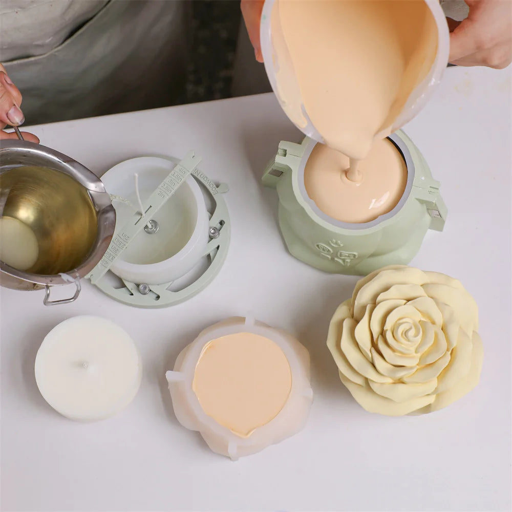 Nicole Eternal Rose Candle Jar Concrete Mold Candle Refill Silicone Mold DIY Handmade Gifts Tools Home Decor