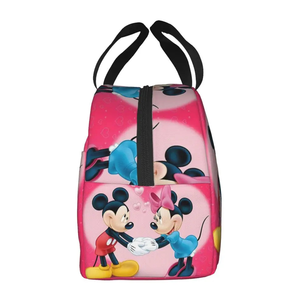 Custom Mickey Pink Minnie Mouse Lunch Bag Women Creative Design Cooler Warm Insulated Lunch Box for Kids School