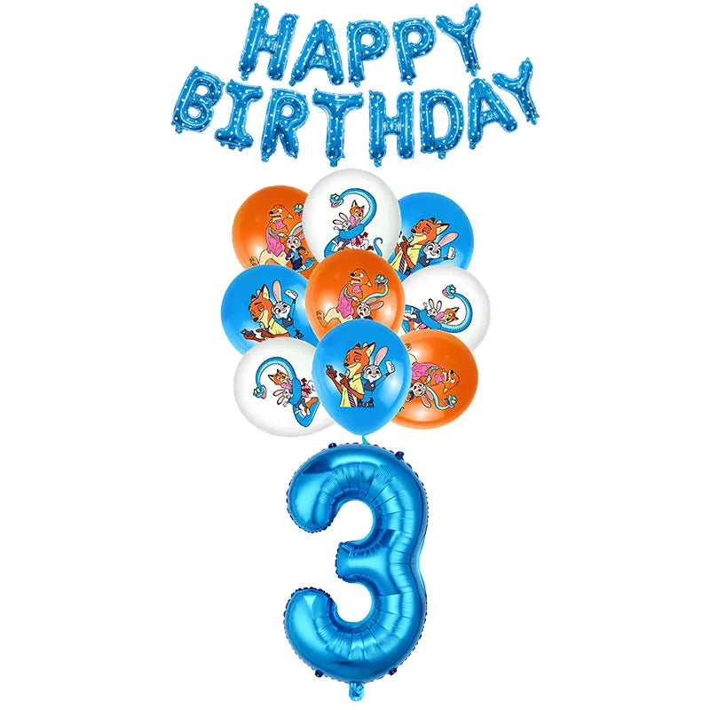 Disney Zootopia Birthday Party Decorations Supplies Judy Nick Tableware Tablecloth Balloon Zootropolis‌ Happy Birthday Plate Kit