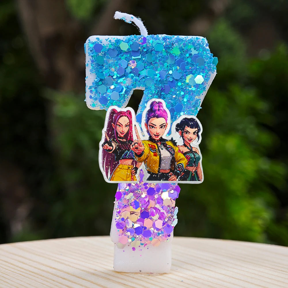 Kpop Demon Hunters Candle Number 0-9 Soccer Candle Cake Decoration Birthday Party for Kids Baby Shower Decor Gift