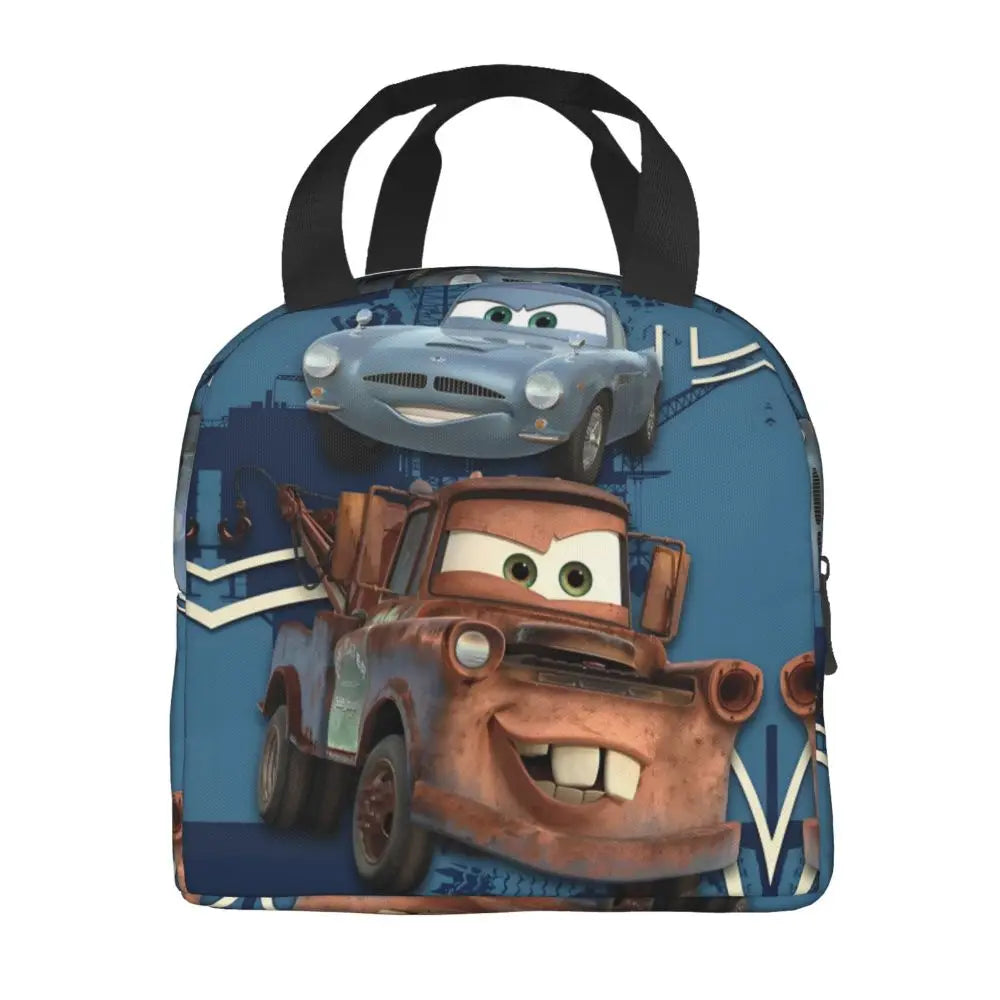 Custom Car 95 Lightning Mcqueen Insulated Lunch Bag for Women Resuable Racing Car Thermal Cooler Bento Box Office Picnic Travel