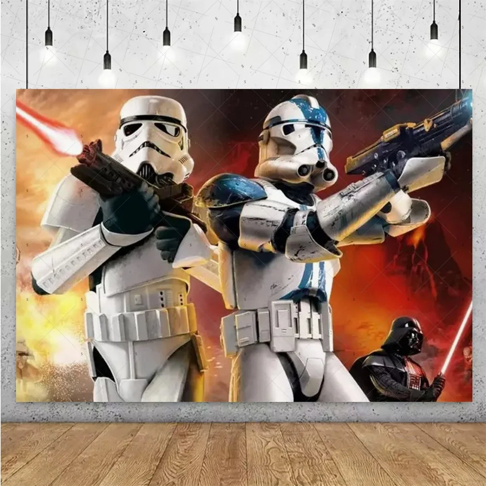 Film Star Wars Theme Birthday Party Decorations Cake Topper Number Balloons Background Yoda Master Robot Backdrop Supplies Gifts