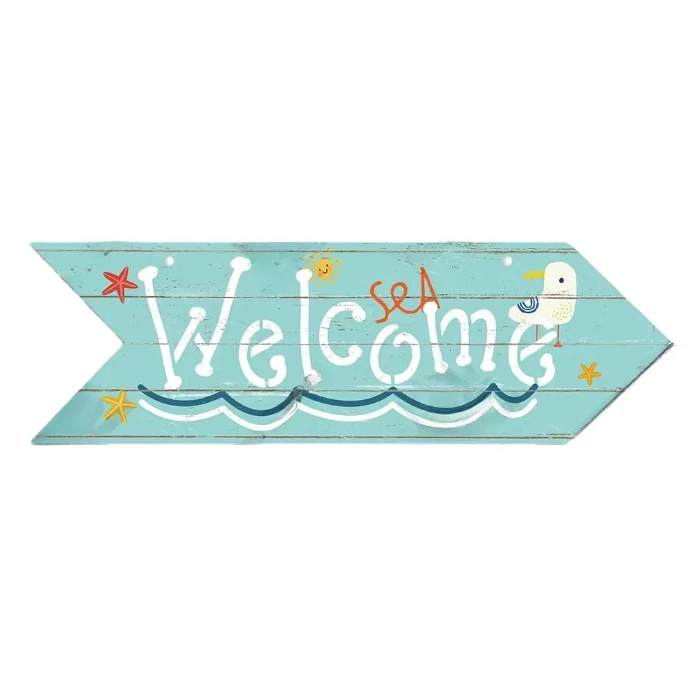 Beach Arrow Wooden Sign Beach Seaside Road Guide Wall Decoration Indicator Hanging Beach House  Wall Plaque Decor