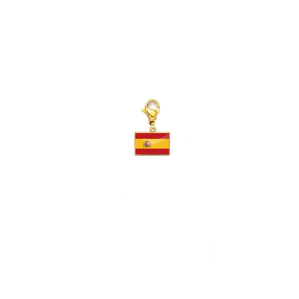 Trendy 10mm width National Country Flags Charms Stainless Steel Bracelet Charms for DIY Making Necklace Bagchain Keychain