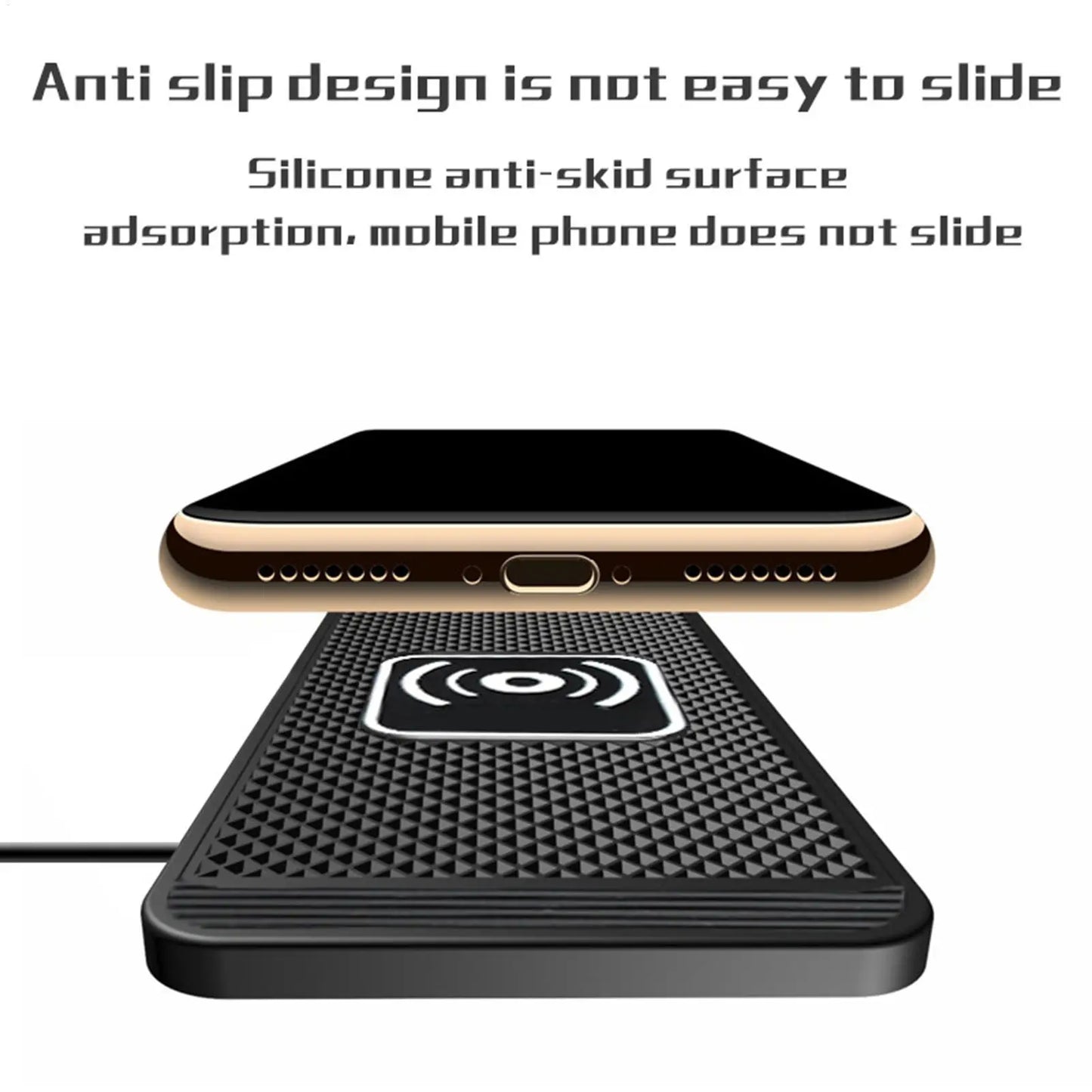 Wireless Phone Charger Wireless Car Charger Pad For Car 39 Inch Cable Automatic Sensing Non-Slip Charging Mat For Phone Vehicle