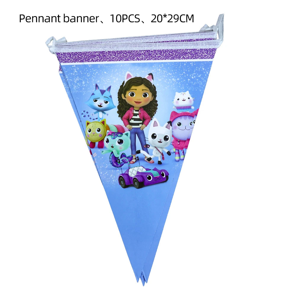Disney Gabby Dollhouse Birthday Party Decoration Balloon Napkins Children's Disposable Tableware Theme Party Supplies Kids Gifts