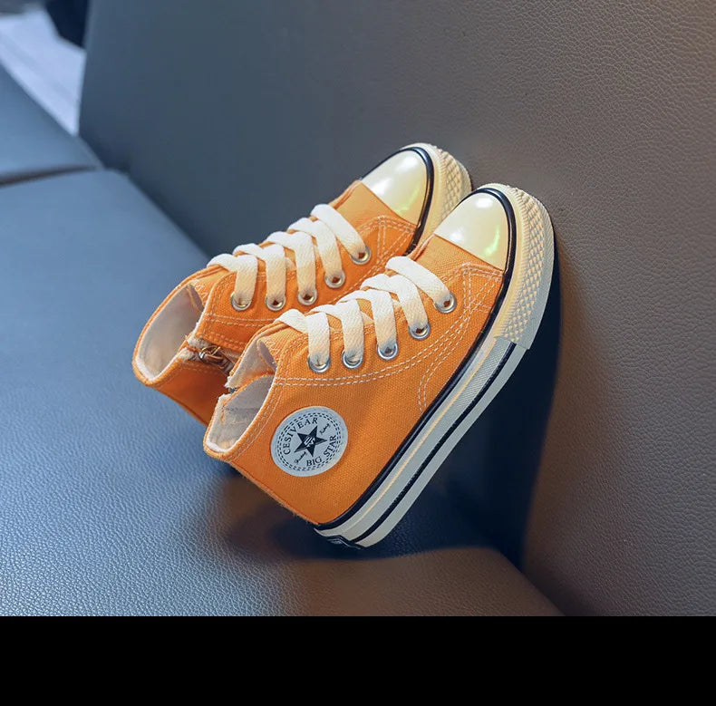 Children's Mid-Top Canvas Shoes Soft Bottom Comfortable Casual Children's Shoes Boys and Girls Non-slip Breathable Board Shoes