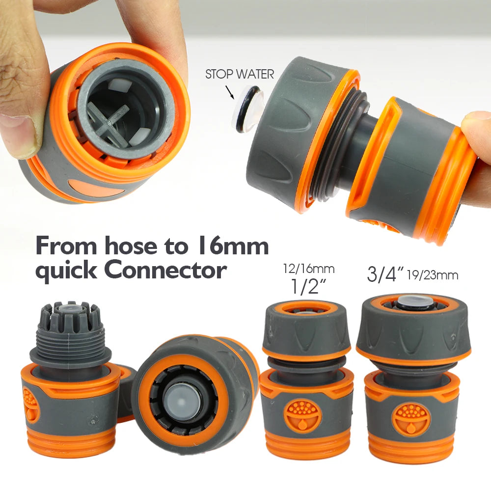 Garden Hose Quick Connector 1/2 3/4 Inch Pipe Coupler Stop Water Connector for Car Wash 20/16mm Irrigation Tube Repair Joints