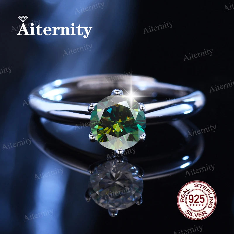 Moissanite And Zircon Ring D VVS1 Adjustable Size S925 Sliver Wedding Rings for Women Jewelry Party Fashion Top Quality Ring