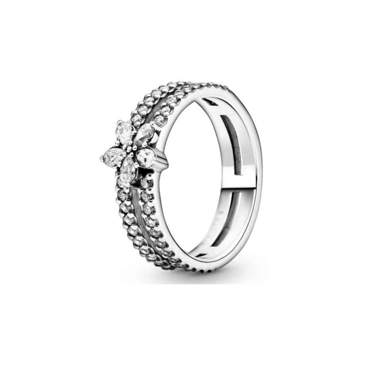 New White Series Original 925 Sterling Silver Women Finger Rings for Women Silver Daisy Mom heart Zirconia Stone Luxury Jewelry