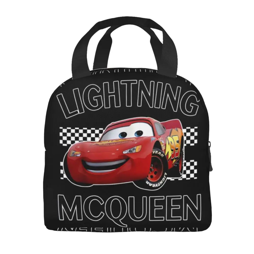 Custom Car 95 Lightning Mcqueen Insulated Lunch Bag for Women Resuable Racing Car Thermal Cooler Bento Box Office Picnic Travel