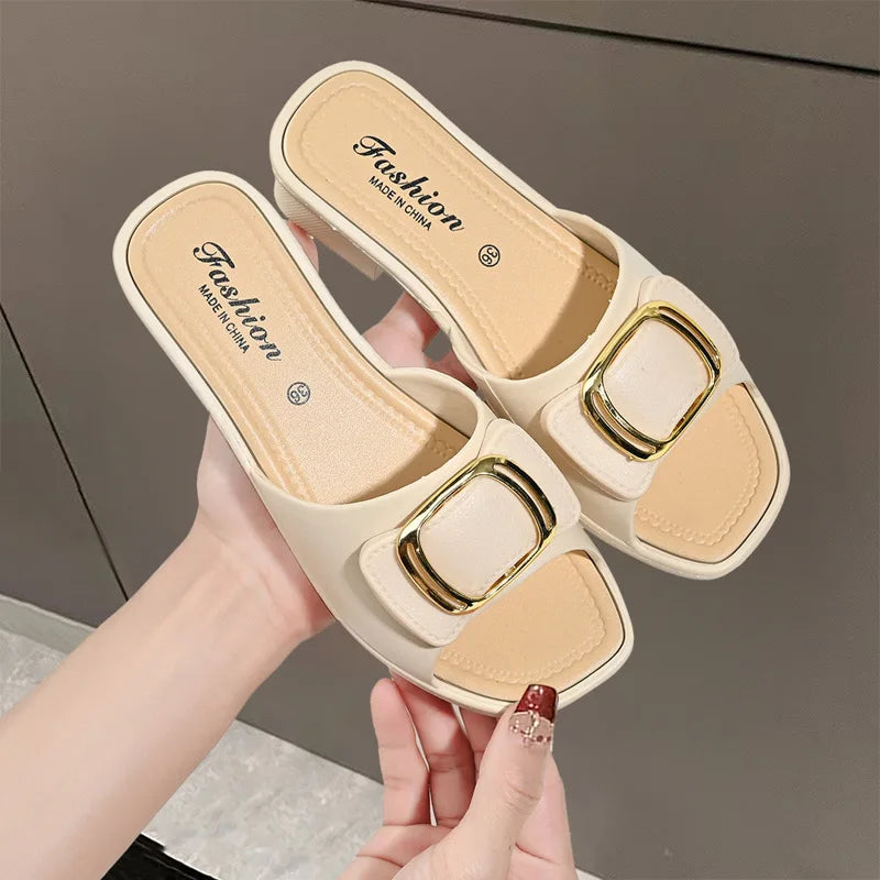 Women's Versatile Summer Sandals - Fashion Thick Sole Flip Flops, Non-Slip Durable Outdoor Slides for Beach/Street Wear