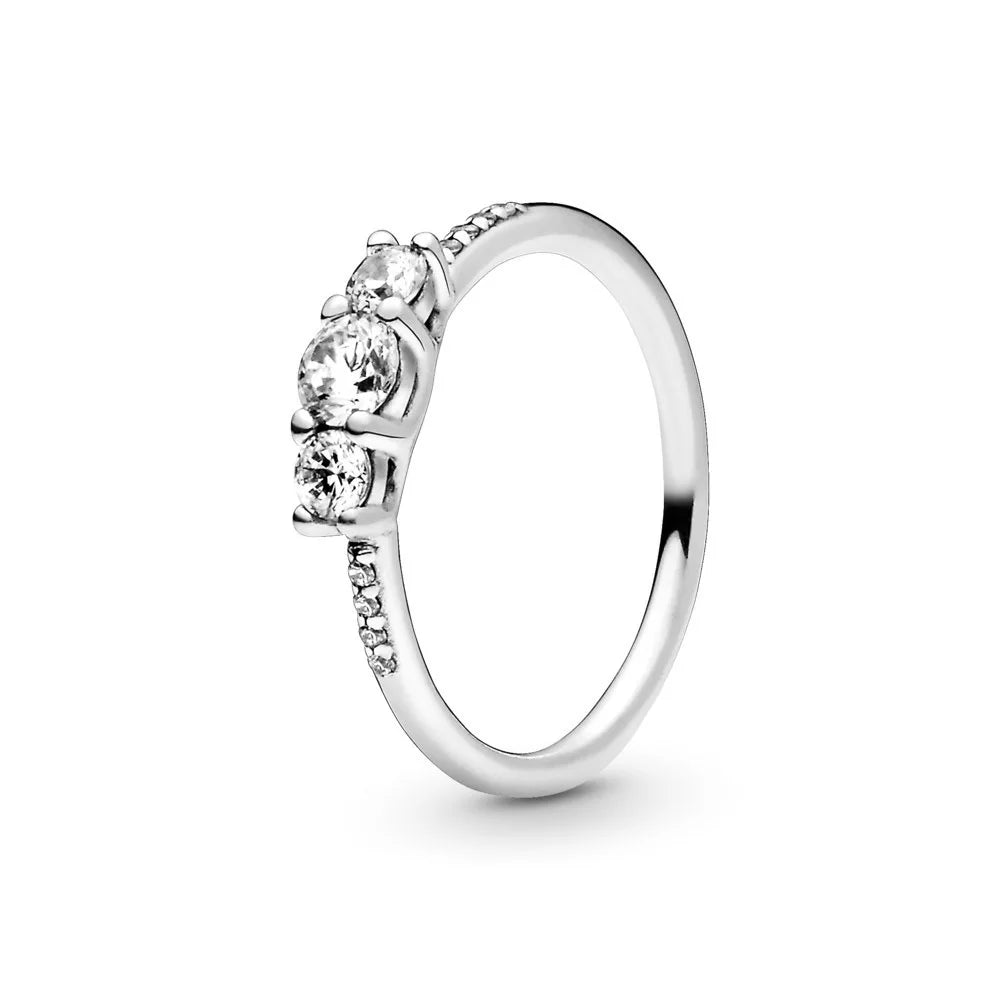 New White Series Original 925 Sterling Silver Women Finger Rings for Women Silver Daisy Mom heart Zirconia Stone Luxury Jewelry
