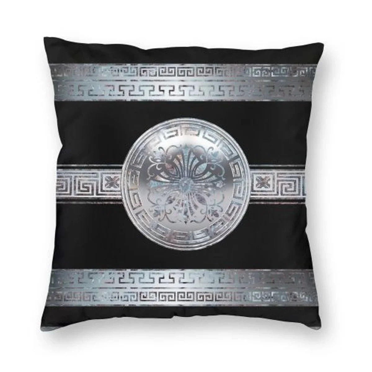 Greek Key Meander Black Gold Large Pillowcase Soft Cushion Cover Decoration Throw Pillow Case Cover Home Square 45X45cm