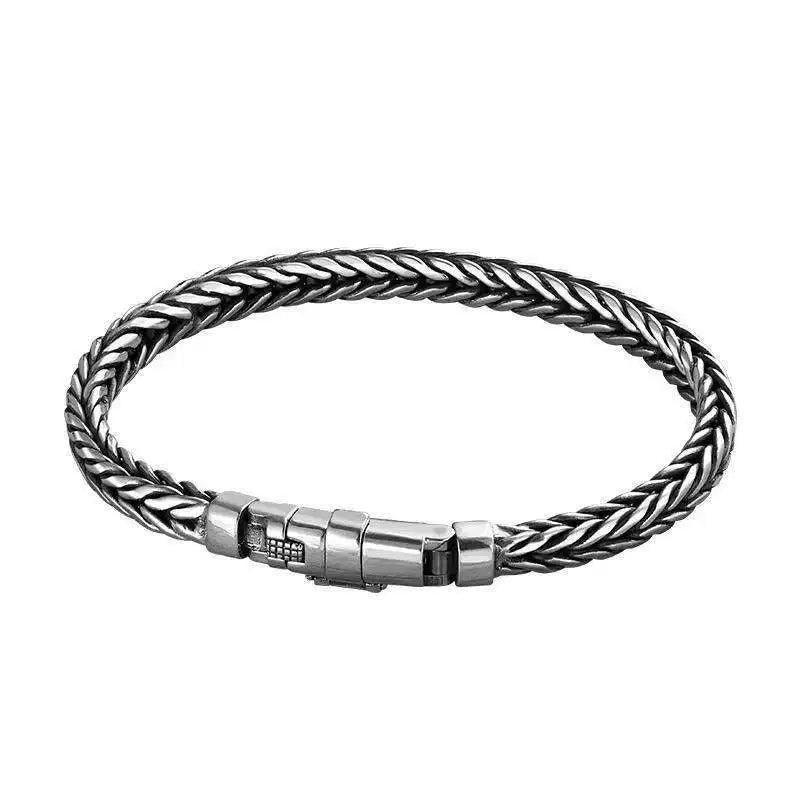 S925 Sterling Silve Twisted Bracelets For Men Hip Hop Handmade Exquisite Unique Fashion Jewelry Gift Factory Price