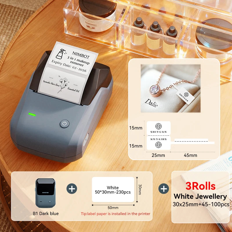 NIIMBOT B1 Portable Thermal Printer With Tapes 2 Inch Adhesive Label Printer Mini Bluetooth Sticker Maker Support Smartphones PC