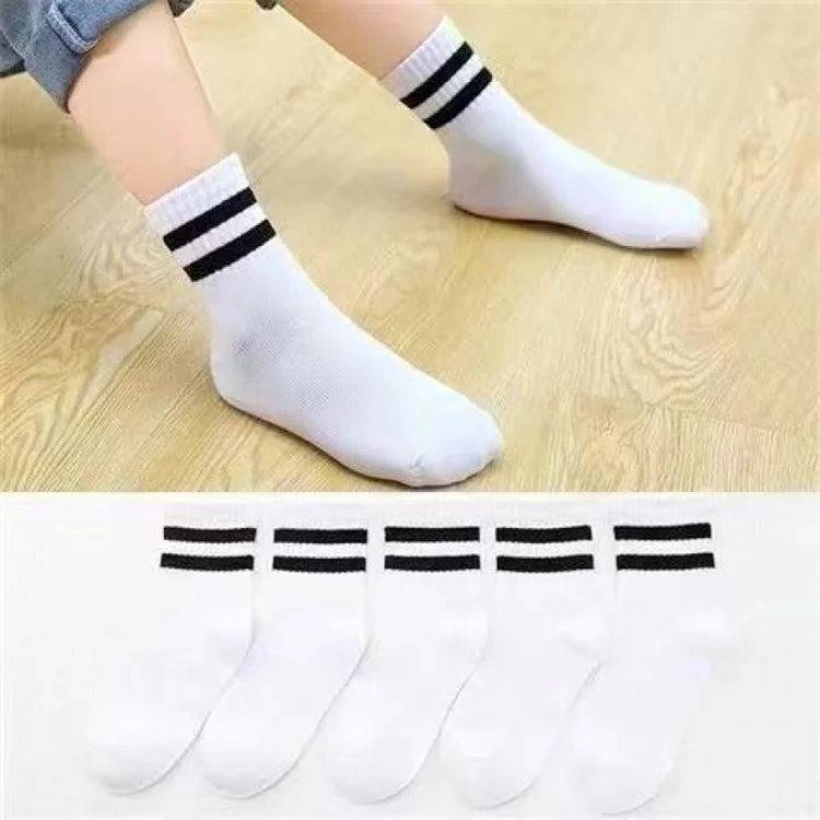 5Pairs/Set 3-13Years Baby Girls Boys Casual Sports Socks Soild Soft Cotton Four Season School Socks Black White Gray Kids Socks