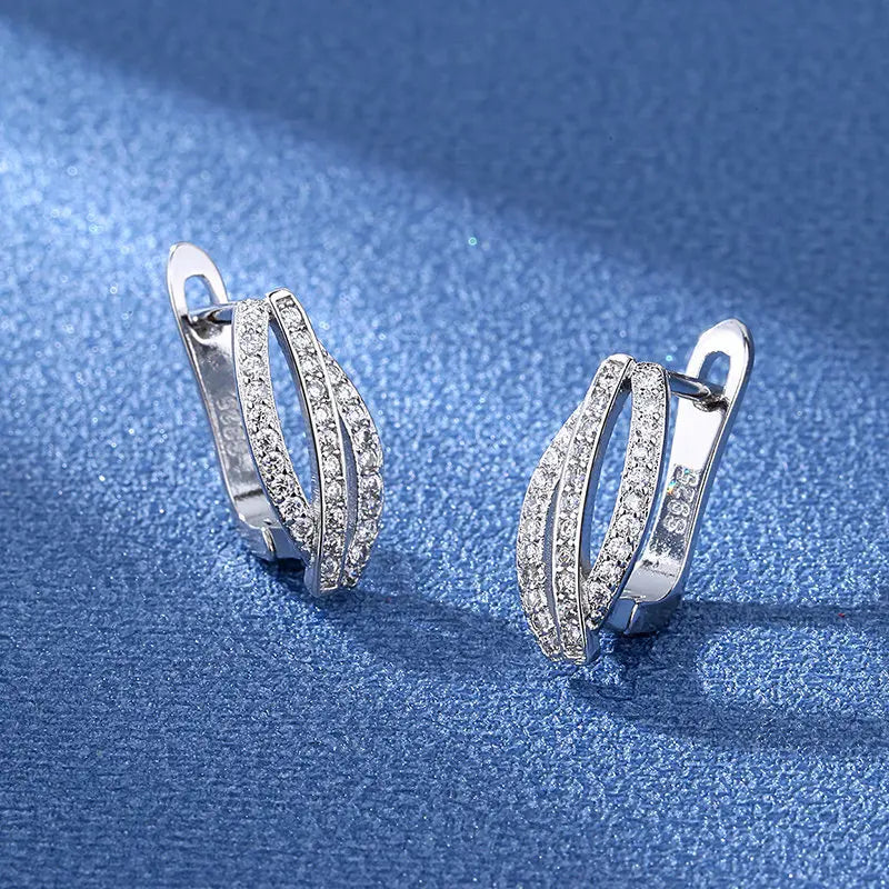 925 Sterling Silver Earrings Jewelry High Quality Retro Simple Pattern Purple White Zircon Earrings Hot Sale