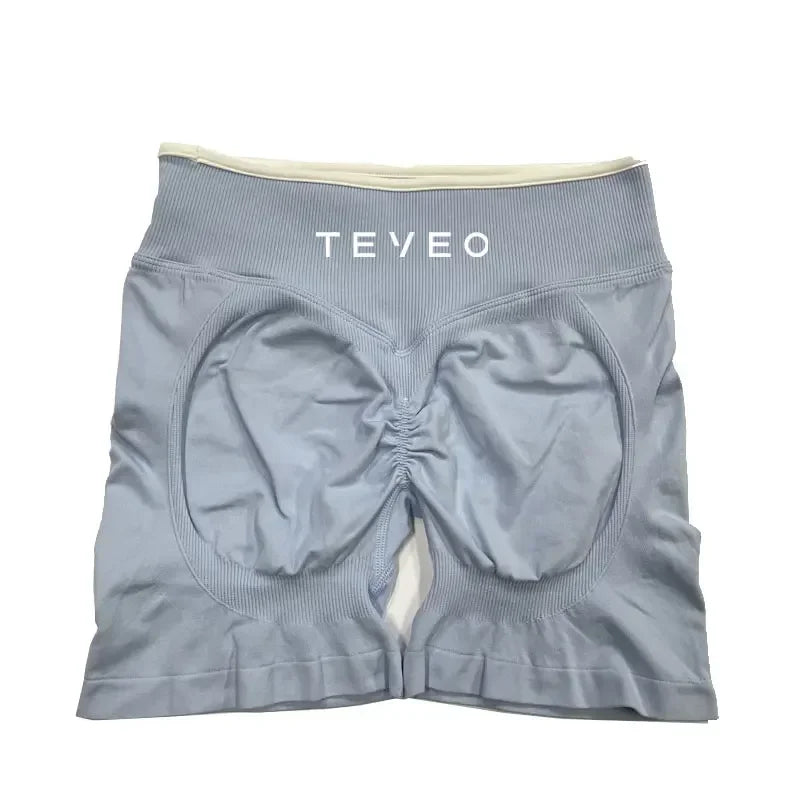 TEVEO Women's Sports Yoga Shorts Fitness Cycling Elastic Sports Pants Ignite Sculpt Scrunch Short Yoga Bra Set leggings